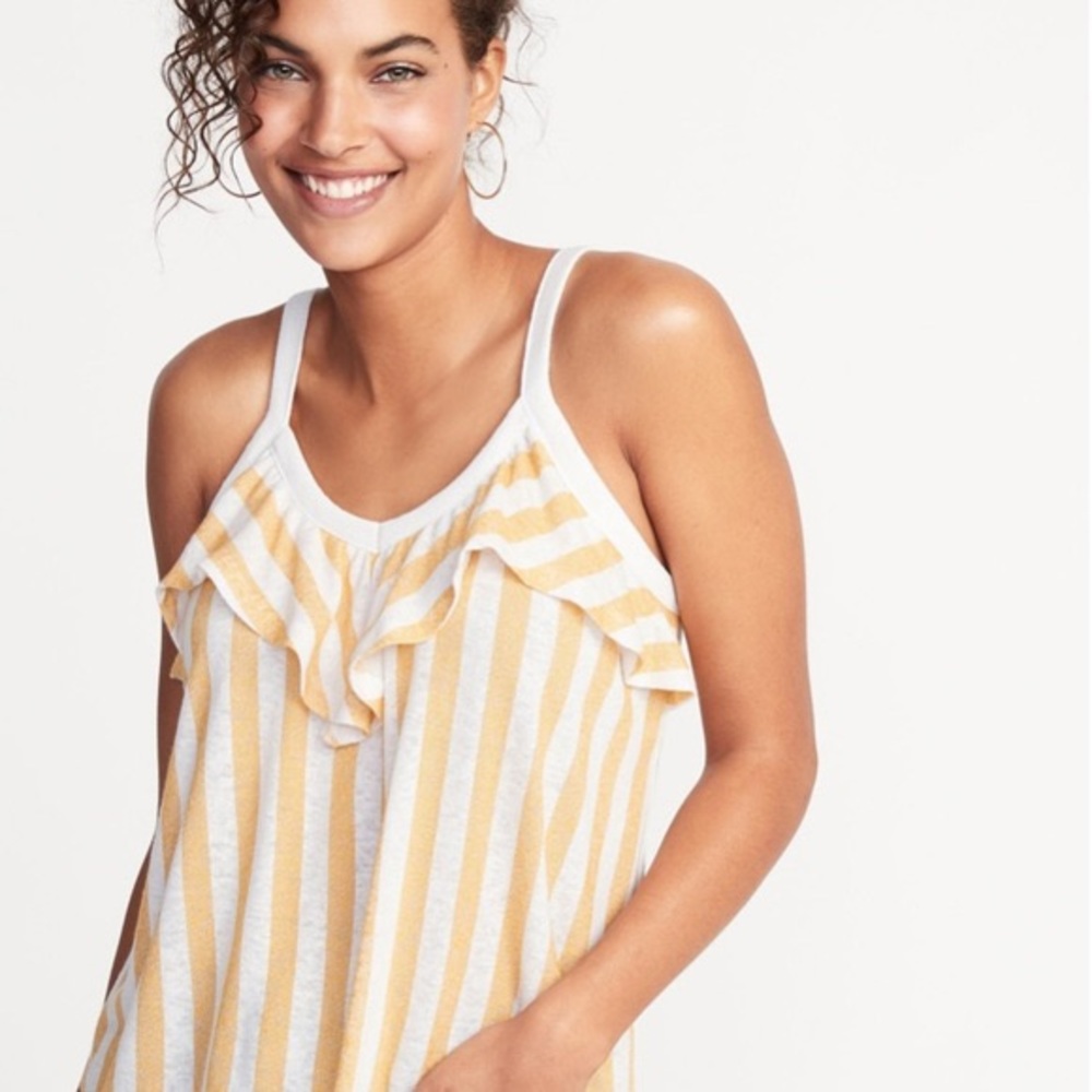 Old Navy Sage Yellow & White Striped Tank Top!